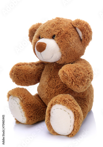 Sweet teddy bear on a white...