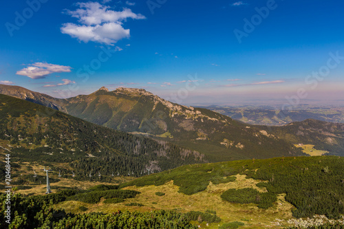 Board z aluminiowym obramowaniem Widok na Tatry ze szlaku. 