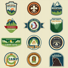 Set Of Retro Vintage Camp Labels Badge. Vector Illustration Eps1