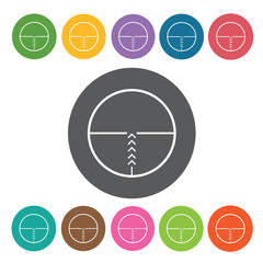 duplex reticle with circle icon. crosshair icon set. round colou