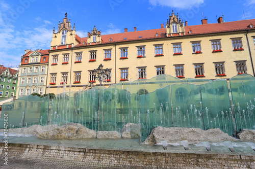 Naklejka na drzwi Wrocław - fontanna na rynku