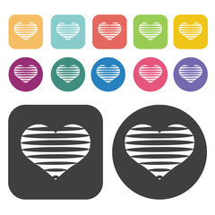 Wall Mural - Heart with ellipse designs icon. Heart icon set. Round and recta