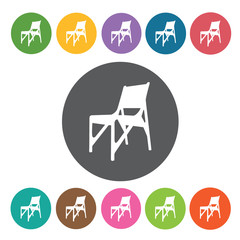 Wall Mural - Dining chair icon. Modern chairs icons set. Round colourful 12 b