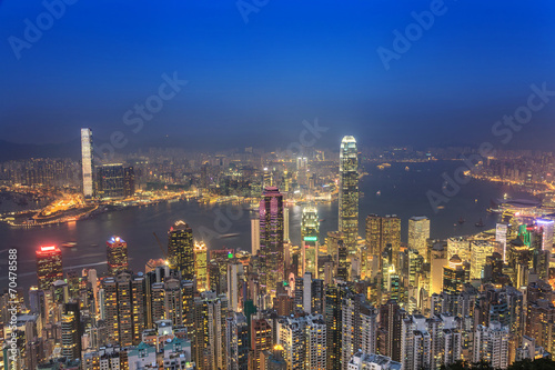 Naklejka samoprzylepna Hongkong panoramę miasta widok ze szczytu Wiktorii