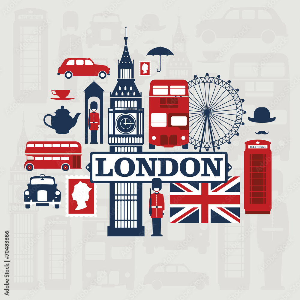 London vector set - obrazy, fototapety, plakaty 