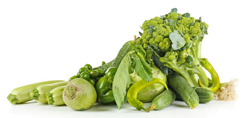 Fresh organic vegetables, isolated on white