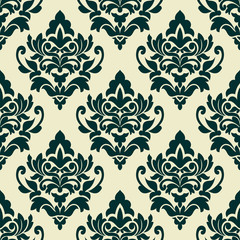 Wall Mural - floral green damask seamless pattern