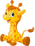Fototapeta  - Cute giraffe calf