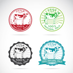 Set of vector an dairy cows label