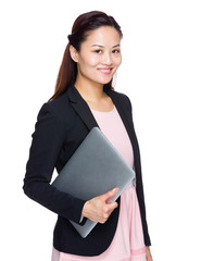 Sticker - Asian businesswoman with laptop