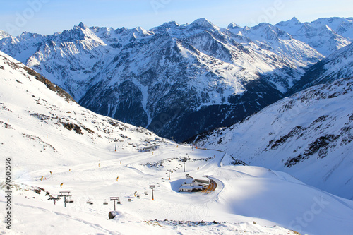 Obraz na płótnie canvas czteroczęściowy "tetraptyk" Zimowe góry