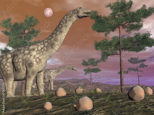 Naklejka na szybę Argentinosaurus dinosaurs - 3D render