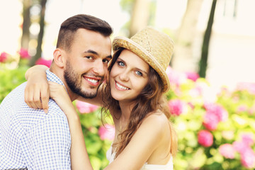 Wall Mural - Young couple in the park