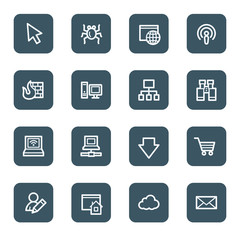  Internet web icons, navy square buttons