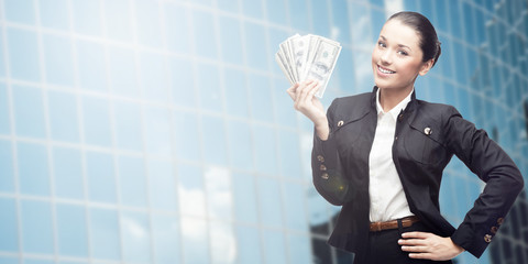 Canvas Print - smiling young business woman