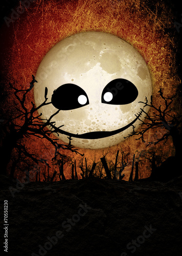 Naklejka samoprzylepna Księżyc przerażające tło festiwalu halloween