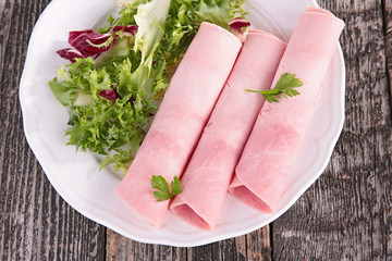 ham rolled and salad