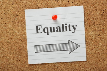 Equality This Way Reminder on a cork notice board