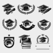 Graduation cap labels set. Vector