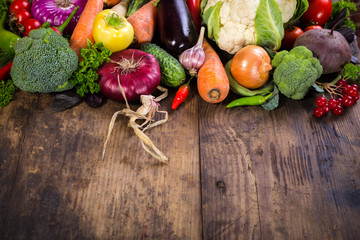 vegetables on wooden table