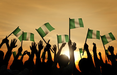 Canvas Print - Group of People Waving Flag of Nigeria