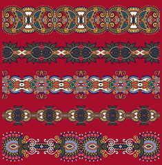 Poster - collection of seamless ornamental floral stripes