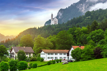 Neuschwanstein Castle in the Bavarian Alps, Germany