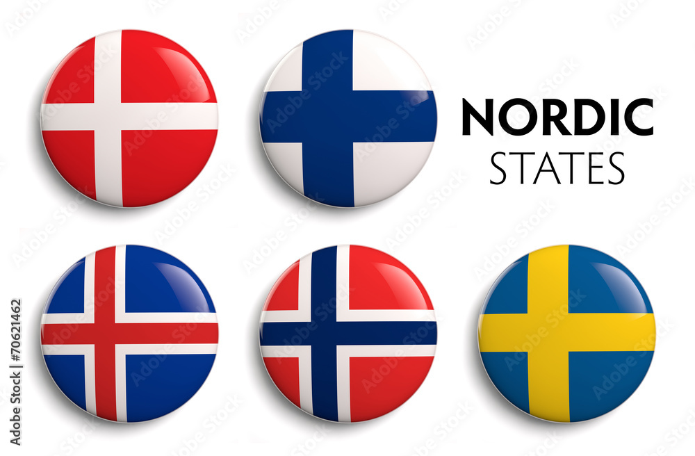 Nordic Scandinavian Flags - obrazy, fototapety, plakaty 