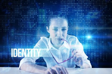 Aufkleber - Identity against blue technology interface with binary code