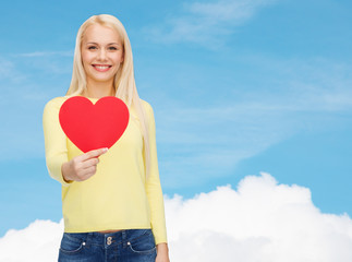 Sticker - smiling woman with red heart