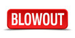 blowout red square button isolated on white background
