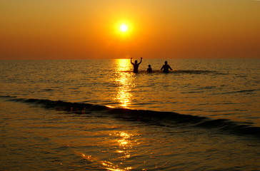 Sticker - Sport and recreation at the sunrise on the romanian beach