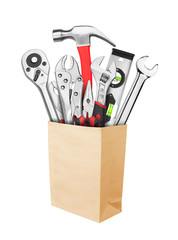 Wall Mural - Many Tools in paper bag