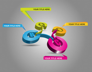 Fototapete - 3d Color scheme with ABCD steps and labels