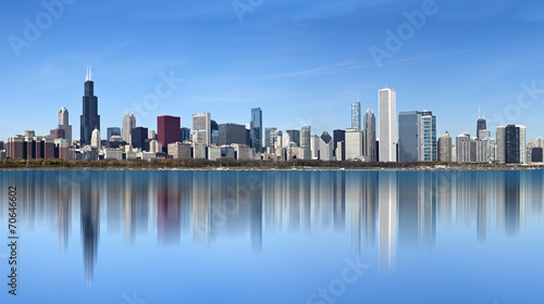 Plakat Chicago Skyline od jeziora Michigan