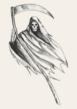 Sketch Illustration Of Grim Reaper