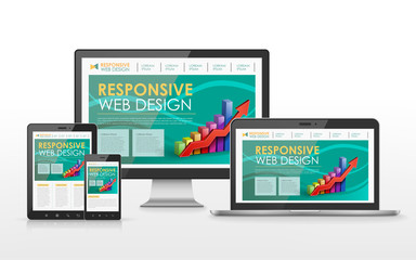 Wall Mural - responsive web design concept in different devices
