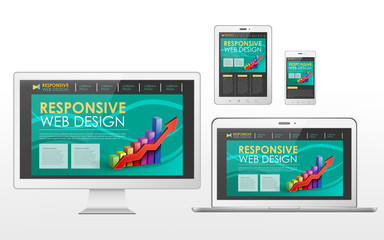 Wall Mural - responsive web design concept in different devices