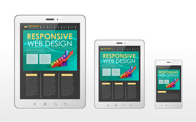 Wall Mural - responsive web design concept in tablet and smart phone