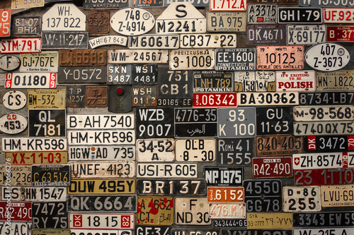 Fototapeta na wymiar License Plates on the wall