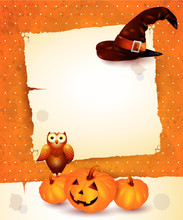 Halloween Background With Blank Paper