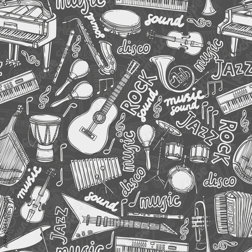Tapeta ścienna Instrumenty muzyczne szkic wzór