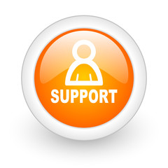 Poster - support orange glossy web icon on white background.