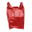 Red plastic bag isolated on white with clipping path.