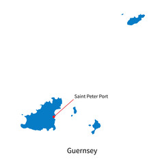 Wall Mural - Vector map of Guernsey and capital city Saint Peter Port