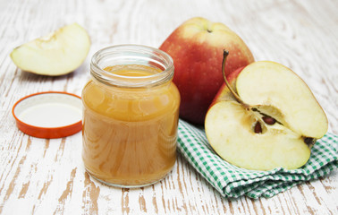 Canvas Print - Apples puree in jar