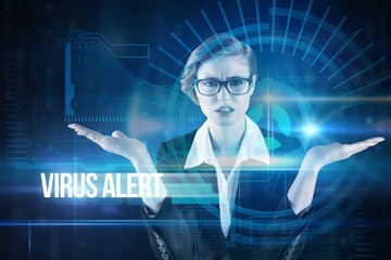 Leinwandbilder - Virus alert against blue technology interface with dial