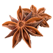 Star Anise Spice Isolated On White Background Closeup