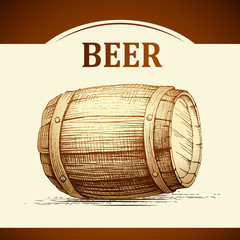 beer keg for label, package.vintage barrel