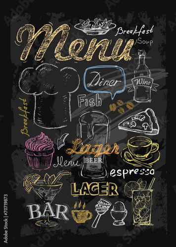 Obraz w ramie vector chalk menu